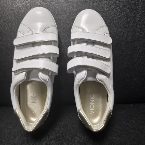 [NEW] Vionic Women's Size 8.5 White & Champagne (Gold) Velcro Sneakers - Picture 11 of 15
